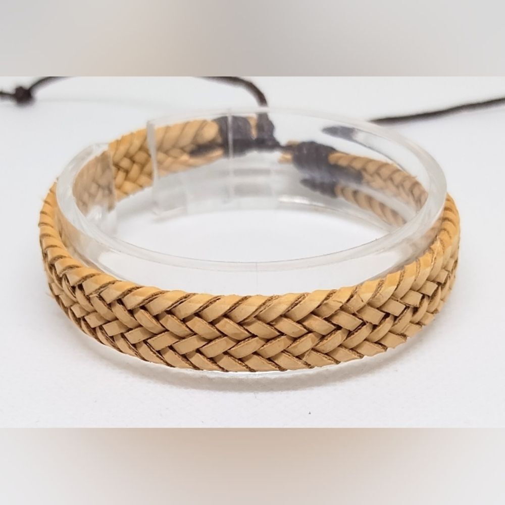 Men's bracelet leather braided brown‎ new e53